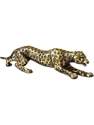 PremiumPort Şık Siyah Benekli Altın Rengi Çita Biblo, Modern ve Zarif Tasarım