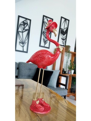 PremiumPort Kırmızı Şapkalı Flamingo Biblosu 36CM, Renkli ve Eğlenceli Dekorasyon
