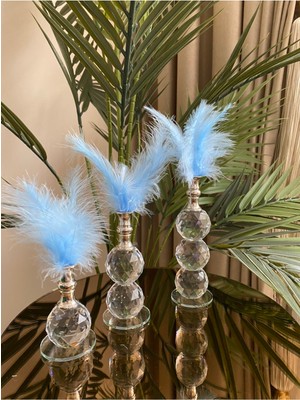 PremiumPort 3'lü Gümüş Dekoratif Tüylük Seti, Şıklık ve Zarafet Için Ideal