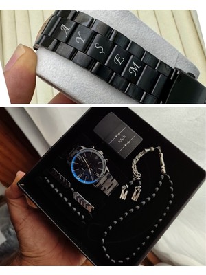 Deepwell Isimli Erkek Kol Saati Kişiye Özel Saat Çakmak Tesbih Seti   HB-676TF33