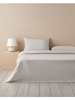 English Home Pied De Poule Ipliği Boyalı Tek Kişilik Çarşaflı Nevresim Takımı 160X220 cm Bej