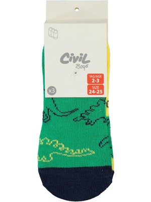 Civil Boys Dinazor 3'lü 2-12 Yaş Erkek Babet Çorap - Standart 12-13 Yaş