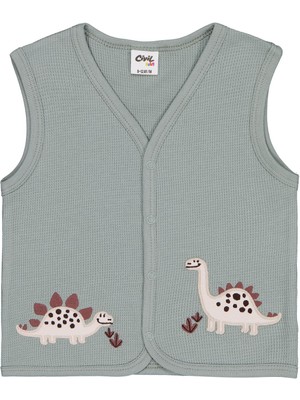 Civil Baby Dinozor Nakışlı 6-18 Ay Yelek - Yeşil 18-24 Ay
