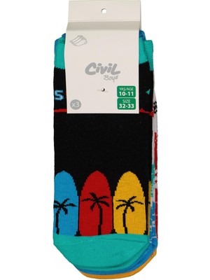 Civil Boys Surfing 3'lü 2-12 Yaş Erkek Patik Çorap - Standart 2-3 Yaş