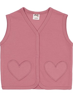 Civil Baby Cep Kalp Nakışlı 6-18 Ay Yelek - Pembe 6-9 Ay
