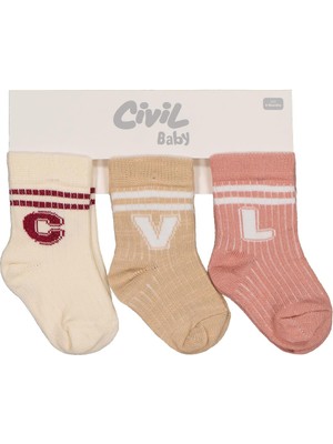 Civil Baby Cvl 3'lü 6-18 Ay Bebek Kız Çorap Set - Standart 12 Ay