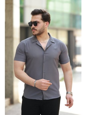 Etiler Collection Erkek Apaj Yaka Kısa Kollu Gömlek