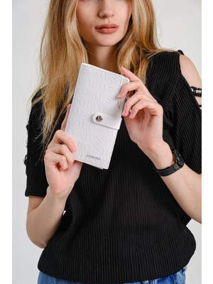 Just Polo Kadın 20 Kart Kapasiteli Gofraj Baskılı Çıtçıt ve Fermuar Kapama Kartlık Cüzdan