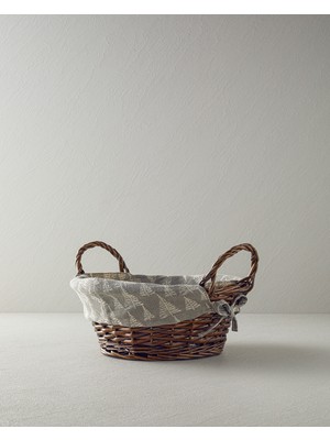 English Home Linear Hasır Ekmek Sepeti Gri