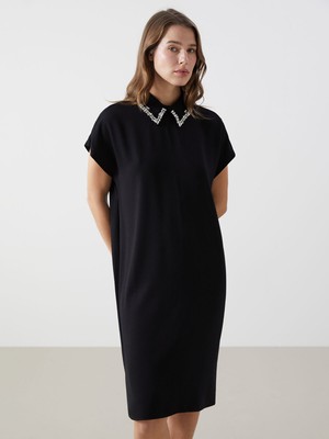 Lc Waikiki Yeni Sezon Gömlek Yaka Taşlı Elbise