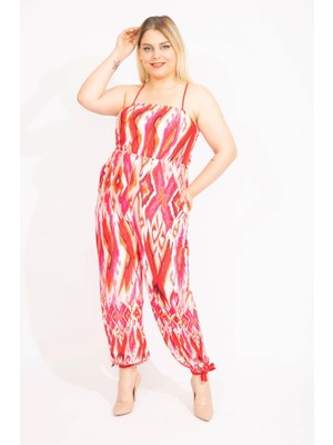 Şans Kadın Renkli Askılı Straplez Tulum 65N35537