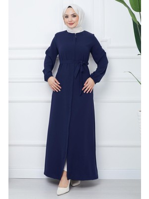 Gizli Patlı Kuşaklı Ferace Lacivert HM2361