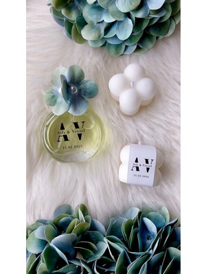 A V Concept 50 Adet Hediyelik Seti | 25 Mum + 25 Kolonya | Kişiye Özel Söz Nişan Nikah Yenidoğan