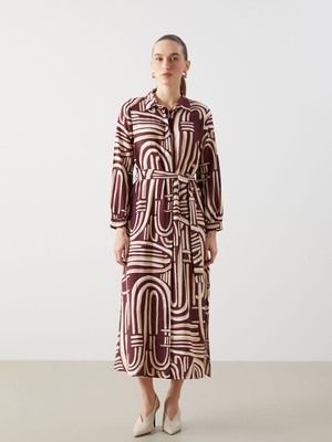 Lc Waikiki Yeni Sezon Desenli Kadın Gömlek Elbise