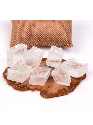 PremiumPort Beyaz Kalsit Taşı Kütle, Doğal ve Parlak Dekoratif Taş