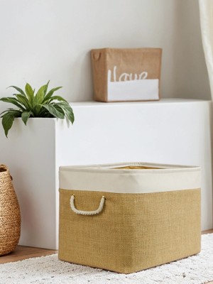 Luxway Home Büyük Boy Jüt Dolap Içi Çamaşır Çocuk Odası Oyuncak Düzenleyici Katlanır Saklama Sepeti Organizer