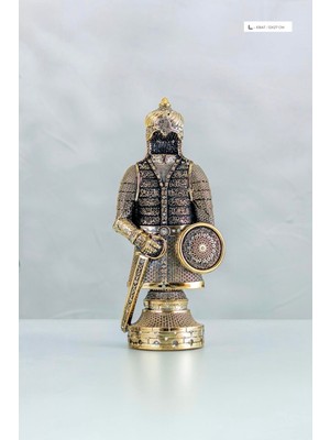 PremiumPort Zirkon Taşlı Gold Fetih Zırhı Biblo 12X27 Cm, Şık ve Göz Alıcı Dekoratif Obje