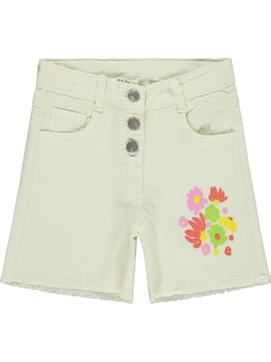 Civil Girls Çiçek Baskılı 6-9 Yaş Şort - Bej 9-10 Yaş