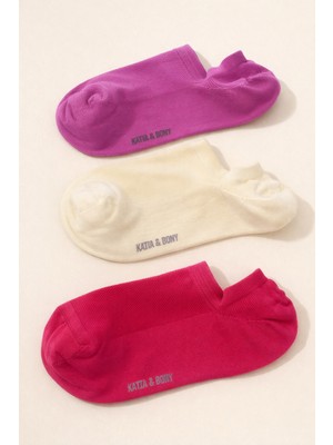 Kadın 3'lü Basic Step Çorap Mor Mix