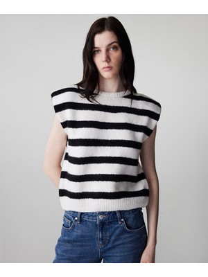 İpekyol Arkadan bağlamalı çizgili triko   IW6250050643018