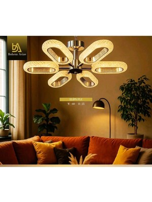 Bohem Aydınlatma 6'lı Elips Tavana Sıfır 3 Renk LED Krom Modern Avize