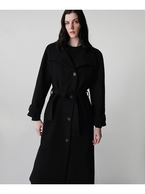 İpekyol Yün içerikli ve kuşaklı kaban IW6250008115001