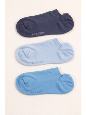 Kadın 3'lü Basic Step Çorap Mavi Mix