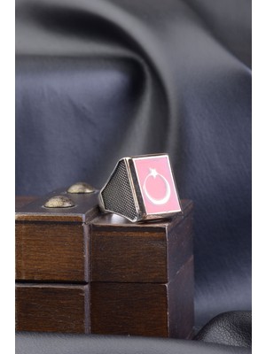 Ay Yıldız Model Mineli 925 Ayar Gümüş Erkek Teşkilat Dizisi Yüzüğü