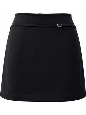 Mixray 2048 Kadın Kemerli Kalın Şort Etek Siyah