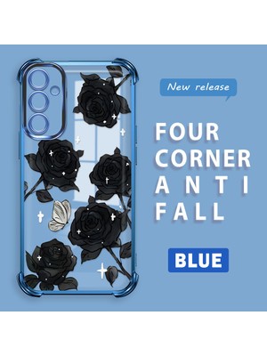 HONTINGA Samsung Galaxy A34 5g ile Uyumlu Şeffaf Kılıfı Düşüme Önleyici Basitlik Anti Düşme Kamera Korumali Gül Desen Yumuşak Silikon Telefon Kılıfı Kadın ve Erkek Için Uygundur K3-0219
