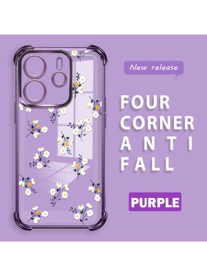 HONTINGA Xiaomi Redmi Note 14 4g ile Uyumlu Şeffaf Kılıfı Düşüme Önleyici Basitlik Anti Düşme Kamera Korumali Çiçek Dalı Desen Yumuşak Silikon Telefon Kılıfı Kadın ve Erkek Için Uygundur K3-0220