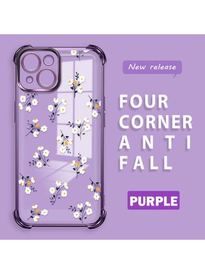 HONTINGA iPhone 15 ile Uyumlu Şeffaf Kılıfı Düşüme Önleyici Basitlik Anti Düşme Kamera Korumali Çiçek Dalı Desen Yumuşak Silikon Telefon Kılıfı Kadın ve Erkek Için Uygundur K3-0220