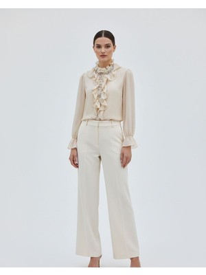 Rabiossa Kadın Incili Fırfırlı Gömlek