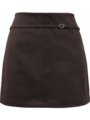 Mixray 2048 Kadın Kemerli Kalın Şort Etek Kahve