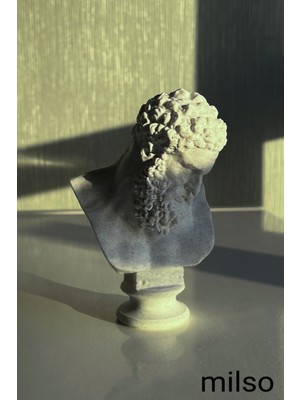 PremiumPort Mermer Desenli 13 cm Büst Heykeli, Dekoratif ve Şık Ev Süsüsü