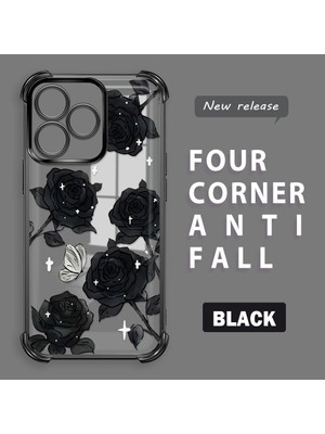 HONTINGA Realme C53 ile Uyumlu Şeffaf Kılıfı Düşüme Önleyici Basitlik Anti Düşme Kamera Korumali Gül Desen Yumuşak Silikon Telefon Kılıfı Kadın ve Erkek Için Uygundur K3-0219