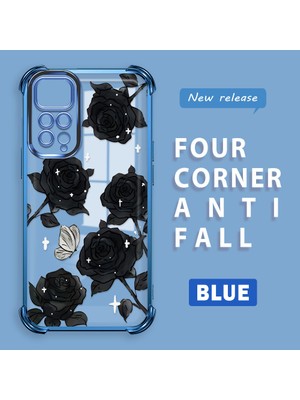 HONTINGA Xiaomi Redmi Note 11 ile Uyumlu Şeffaf Kılıfı Düşüme Önleyici Basitlik Anti Düşme Kamera Korumali Gül Desen Yumuşak Silikon Telefon Kılıfı Kadın ve Erkek Için Uygundur K3-0219