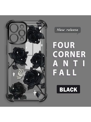 HONTINGA Xiaomi Redmi 12 4g ile Uyumlu Şeffaf Kılıfı Düşüme Önleyici Basitlik Anti Düşme Kamera Korumali Gül Desen Yumuşak Silikon Telefon Kılıfı Kadın ve Erkek Için Uygundur K3-0219