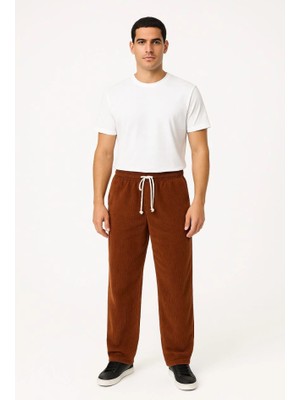 Etiler Collection Erkek Fitilli Kadife Cepli Buggy Pantolon Oversize Rahat Kalıp - Kahverengi