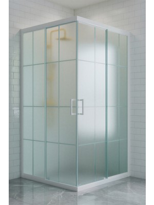 Durul Duşakabin Kare 5mm Buzlu Beyaz Çizgi Yükseklik 190CM