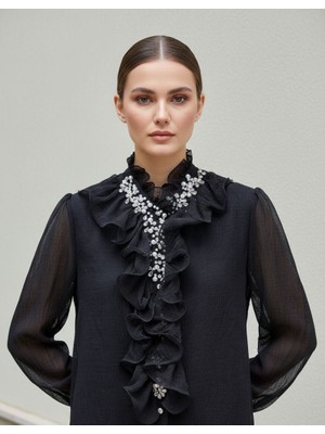 Rabiossa Kadın Incili Fırfırlı Gömlek