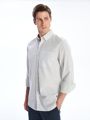 Lc Waikiki Yeni Sezon Regular Fit Uzun Kollu Çizgili Keten Karışımlı Erkek Gömlek