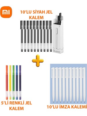 Xiaomi 10'lu Siyah Jel  10'lu Imza Kalemi ve 5'li Renkli Jel Kalem