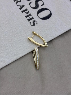 Hedef Bijuteri Gold Renk U Form Sıralı Zirkon Taş Detaylı Küpe CM100