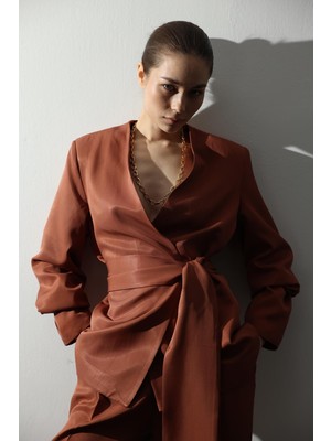 5in1Canpolat Tarçın Kuşaklı Blazer Ceket 131042