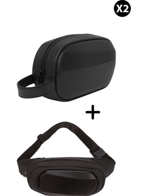 Newish Polo Erkek Deri Portföy Clutch Traş Kozmetik Bakım ve Günlük El Çantası 2 Adet - NEWPOLO351