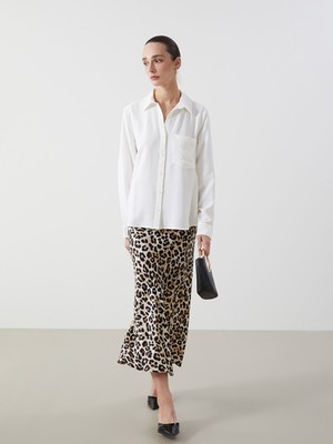 Lc Waikiki Yeni Sezon Leopar Desenli A Kesim Saten Kadın Etek