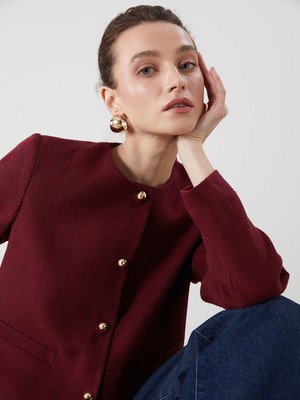 Lc Waikiki Yeni Sezon Bisiklet Yaka Dokulu Kadın Tüvit Ceket