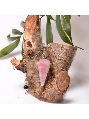 PremiumPort Enerji Dengeleyici Pembe Kuvars Taşı Pandül, Şifa ve Pozitiflik Için