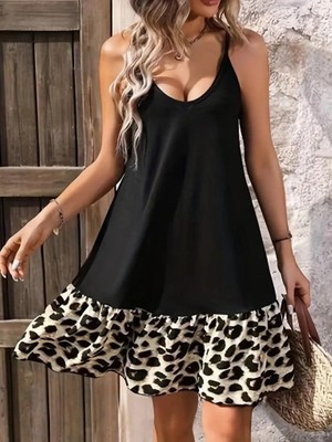 Emh Store Kadın Ip Detaylı Kısa Elbise Askılı Yuvarlak Yakalı Viskon Etek Süprem Elbise